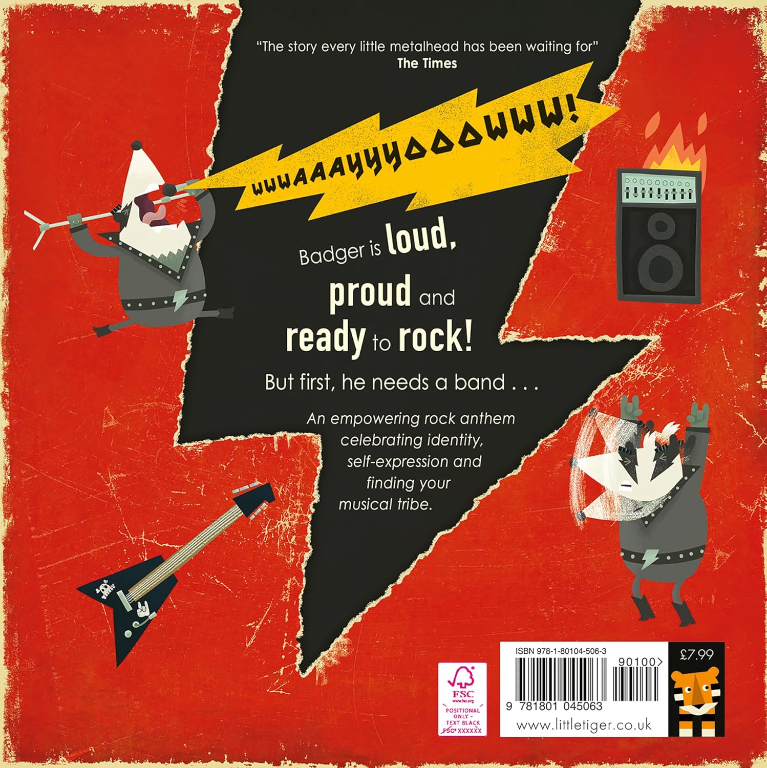 Back cover of the Heavy Metal Badger book, with story blurb.