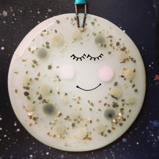 Glass Moon Hanging Decoration