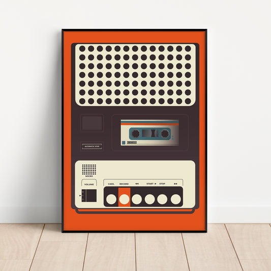 Orange Cassette Recorder Print