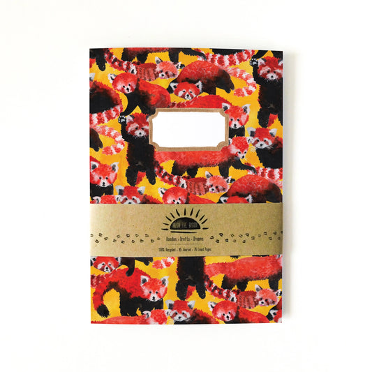Pecyn o Pandas Coch Print A5 Journal - Lined