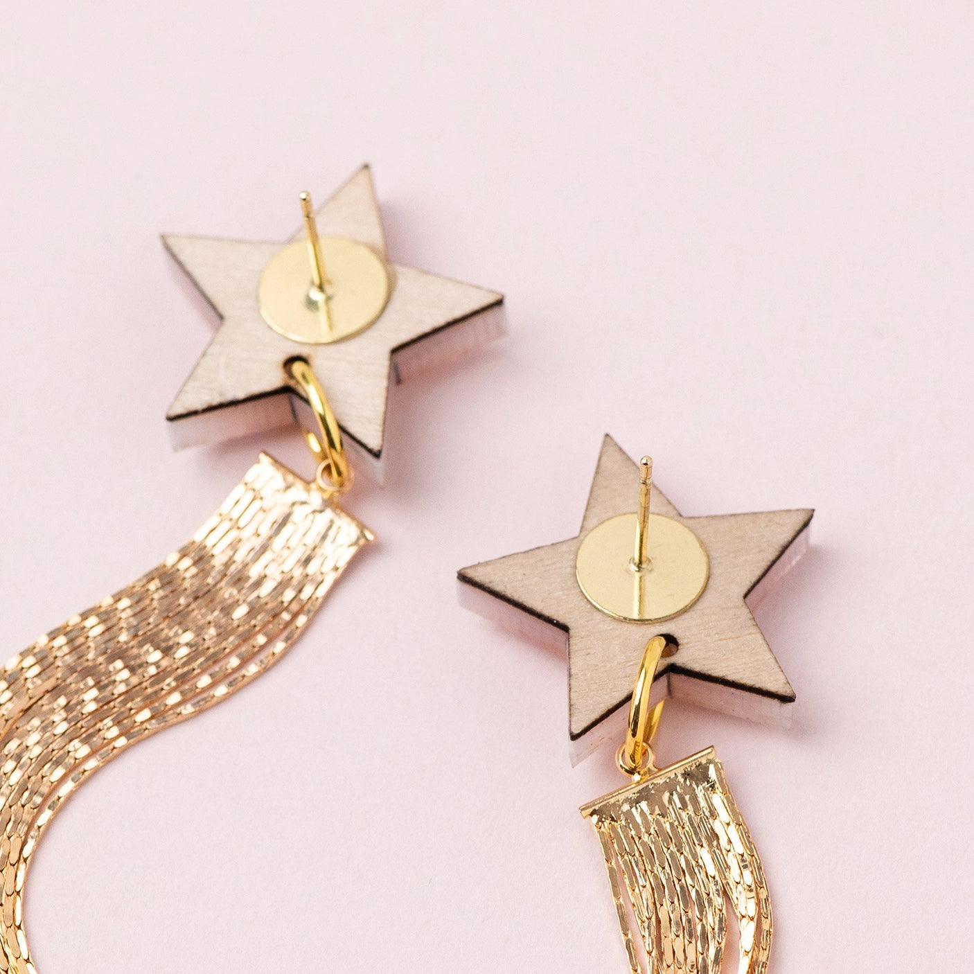 Shooting Star Acrylic Earrings - Cream & Gold