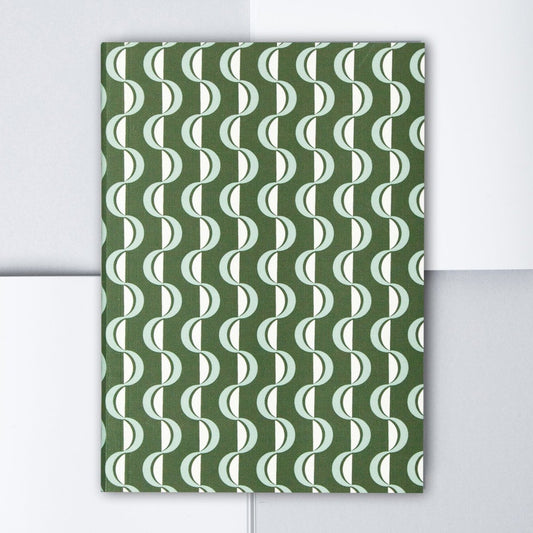 Wave A5 Layflat Notebook - Forest Green / Blue