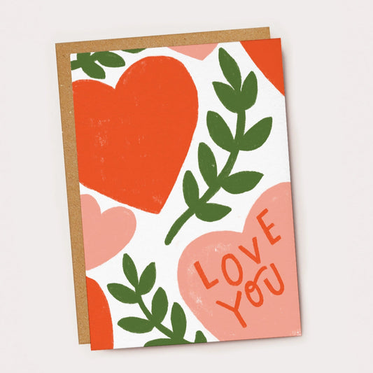 Love You Floral Hearts Card