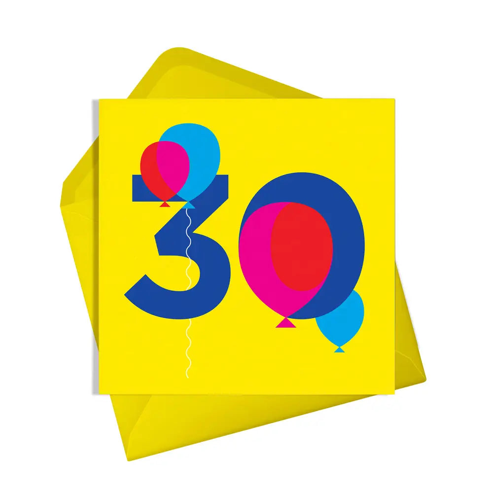 Thirty '30' Balloons Birthday Card