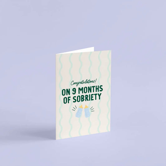 9 Months Sobriety New Baby Card