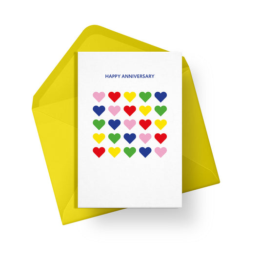 Happy Anniversary - Rainbow Hearts Card