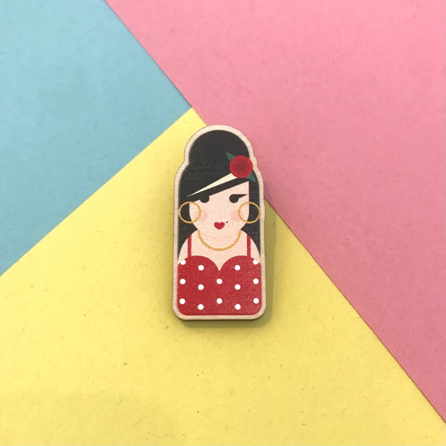 Amy Winehouse Wooden Pin