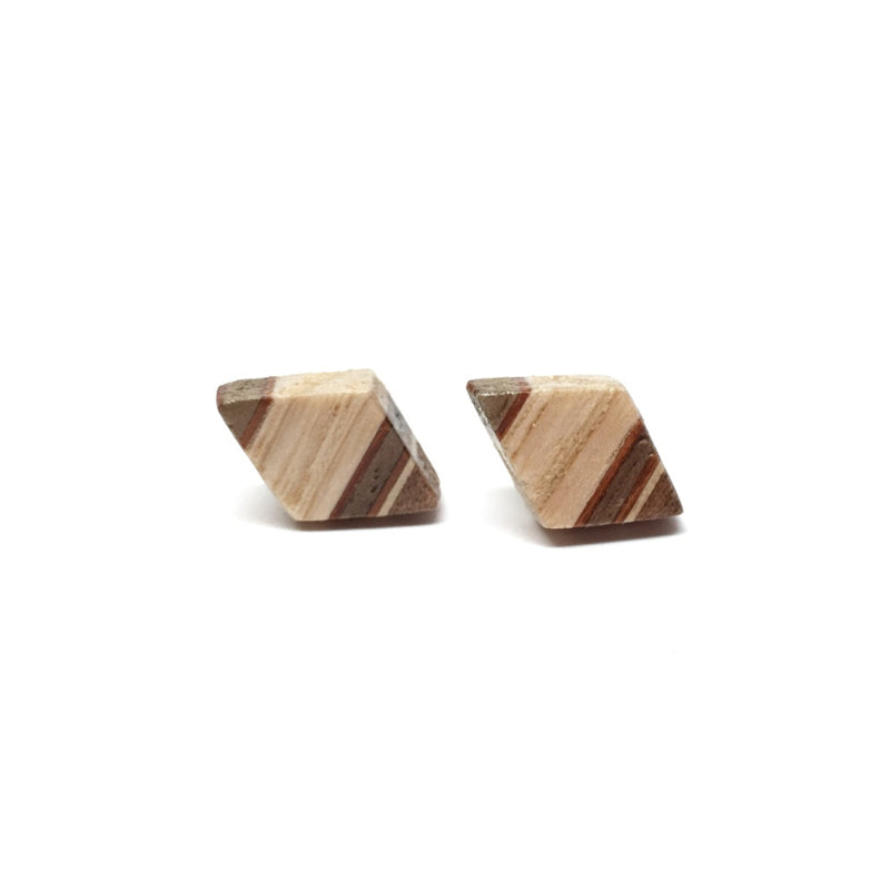 Wooden Stud Earrings - Petite Pale Diamond - Loola Loves UK