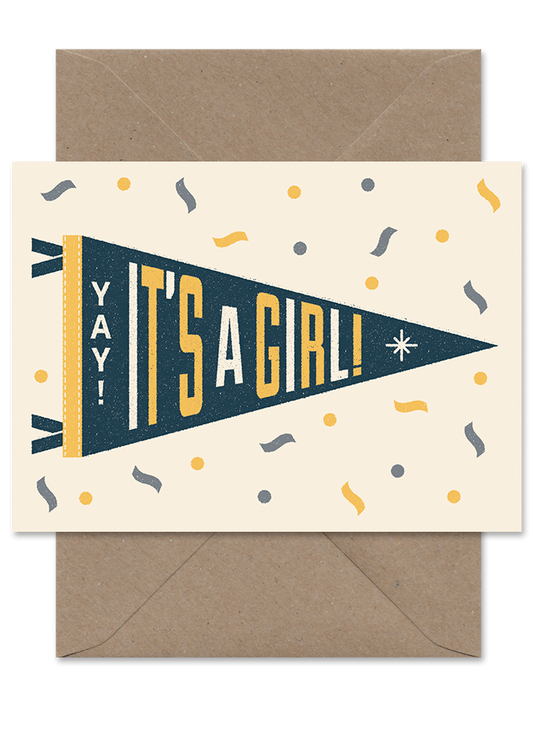 It's A Girl Pennant Card - Loola Loves UK