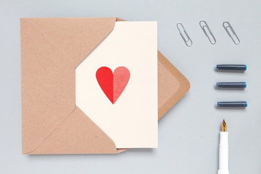 Red Heart Print Card