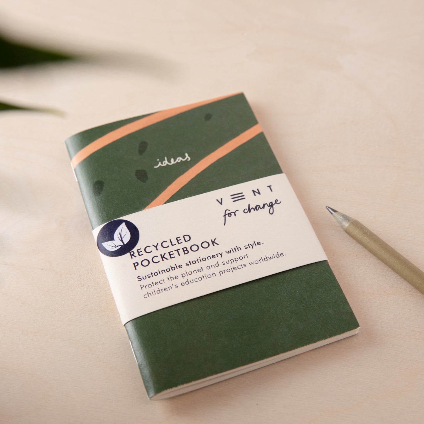 Recycled 'Ideas' Pocket Book (Lined Paper) - Green