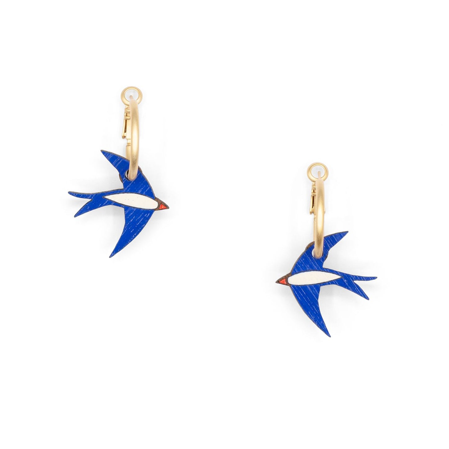 Navy Blue Swallow Hoop Earrings