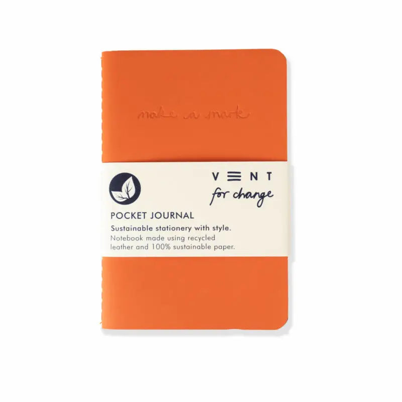 'Make A Mark' Recycled Leather Pocket Journal - Burnt Orange