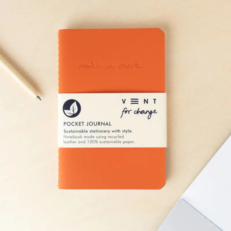 'Make A Mark' Recycled Leather Pocket Journal - Burnt Orange