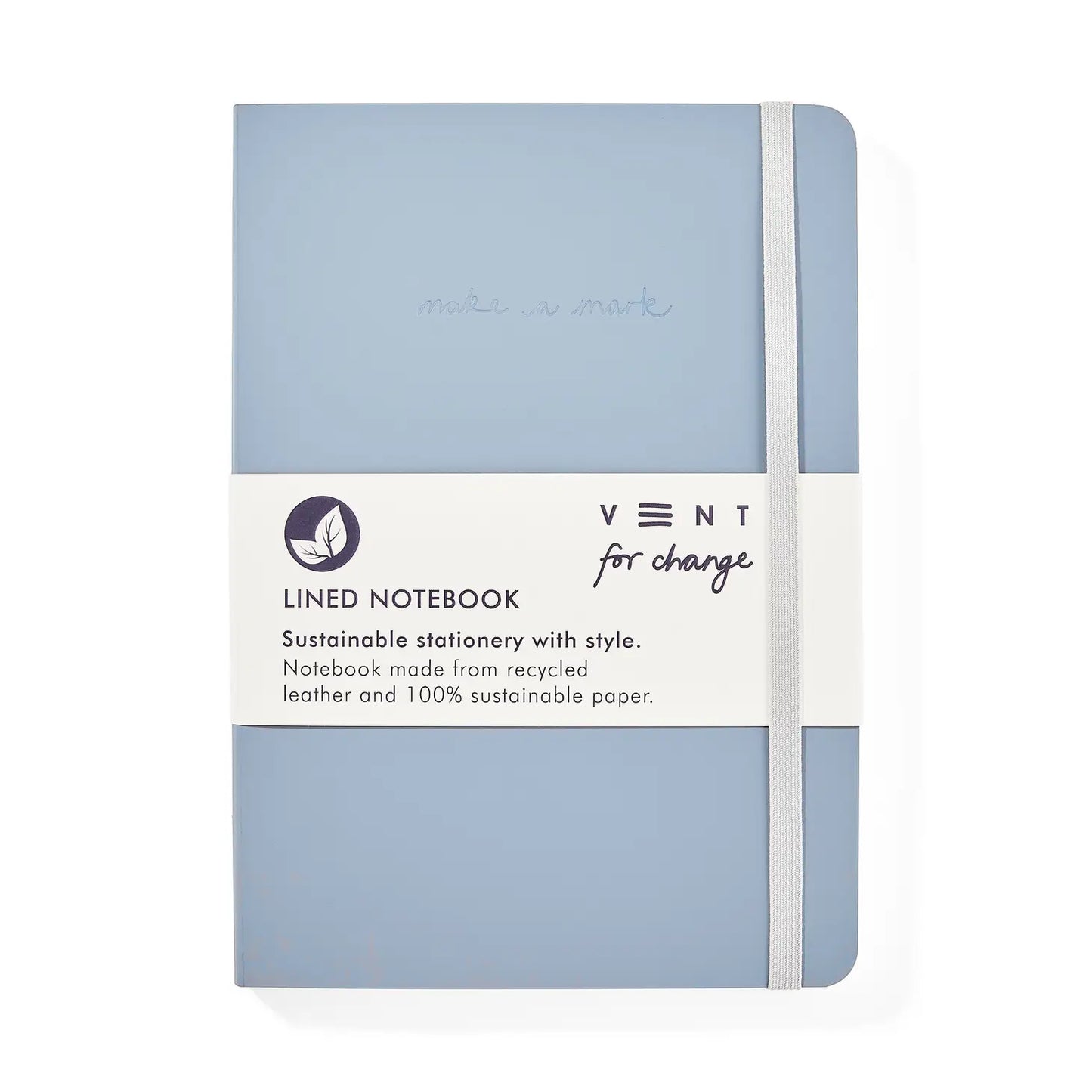 'Make A Mark' Recycled Leather A5 Notebook - Dusty Blue