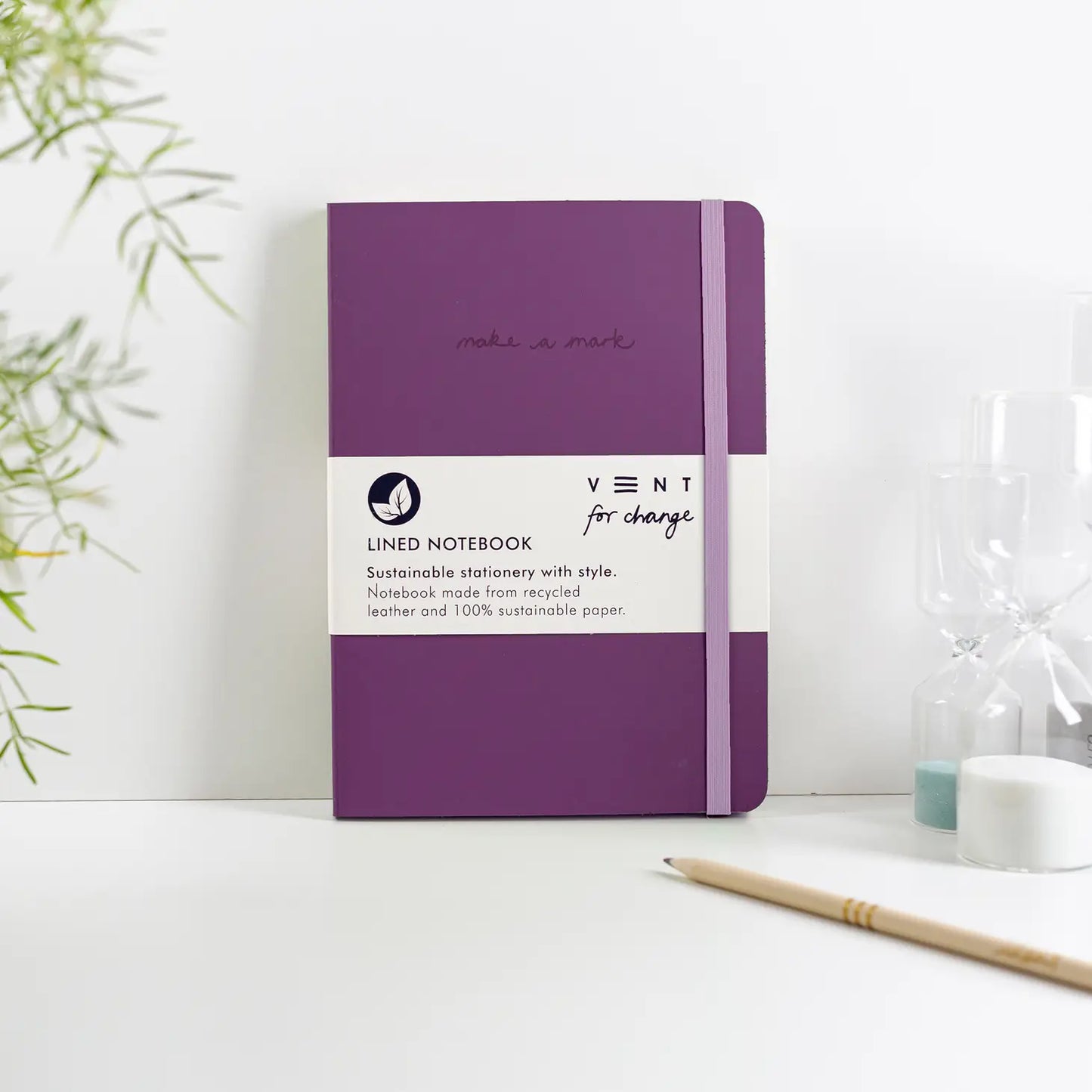 'Make A Mark' Recycled Leather A5 Notebook - Purple