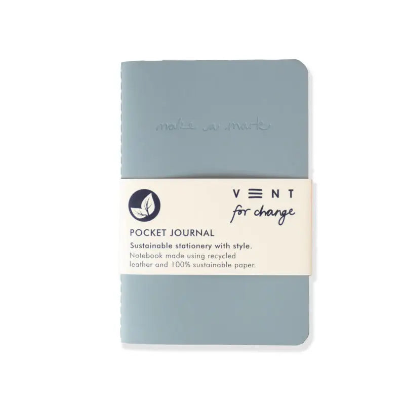 'Make A Mark' Recycled Leather Pocket Journal - Dusty Blue