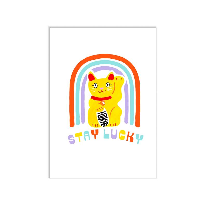 Stay Lucky Cat Print - A4
