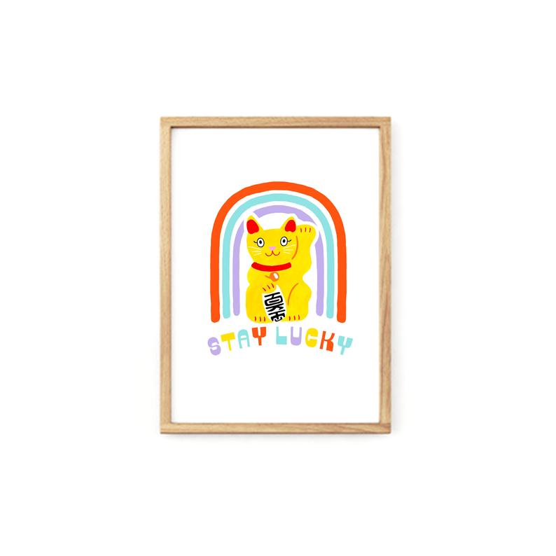 Stay Lucky Cat Print - A4