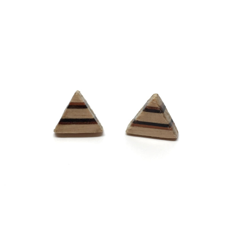 Wooden Stud Earrings - Petite Pale Triangle - Loola Loves UK